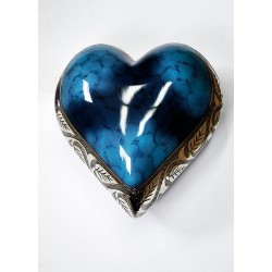 Urne forme de coeur bleu